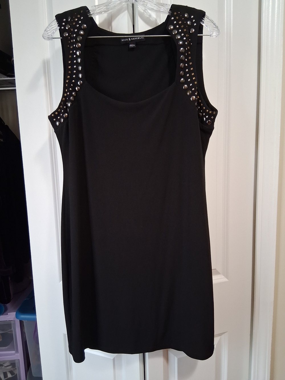 Rock & Republic Black Studded Sleeveless Shift Dress